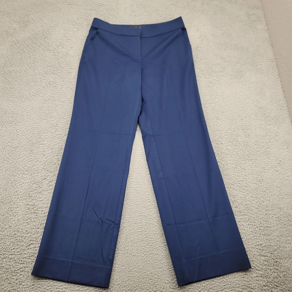 St. John‎ Pants Womens 8 Blue Wide Leg Dress Slacks Classic Casual Wool Blend